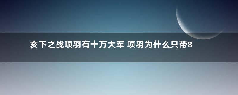 亥下之战项羽有十万大军 项羽为什么只带800人突围